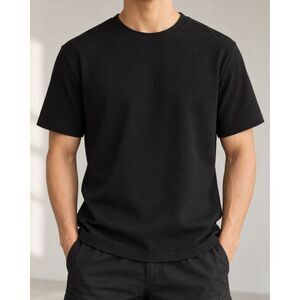 Black Textured Pocket T Shirt